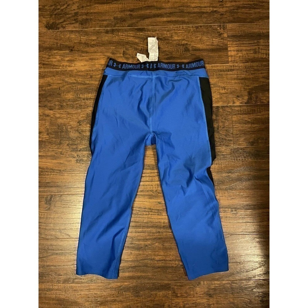 Under Armour Youth Heat Gear, Fitted Crop Leggings, Lg, Blue and Black - Picture 5 of 5